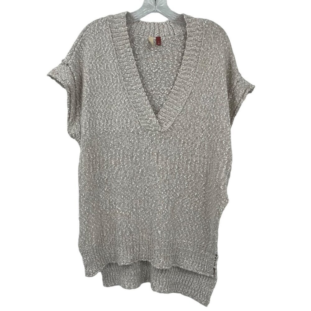 Anthropologie Pilcro Short Sleeve Oversized V Neck Sweater Women's S Beachy